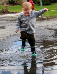jumping in puddle